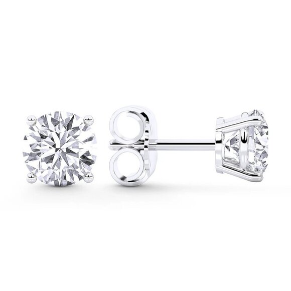 3.00ct Lab Grown Diamond Round Brilliant 4-Prong Stud Earrings in 14k White Gold - Picture 2 of 6